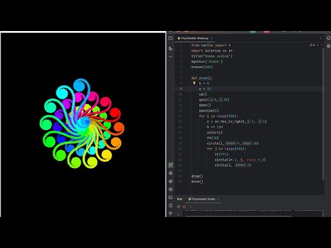 Psychedelic Snake Design Using Python Turtle | ASMR - No Talking