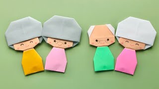 折り紙】おじいちゃん・おばあちゃんの作り方 敬老の日 - YouTube
