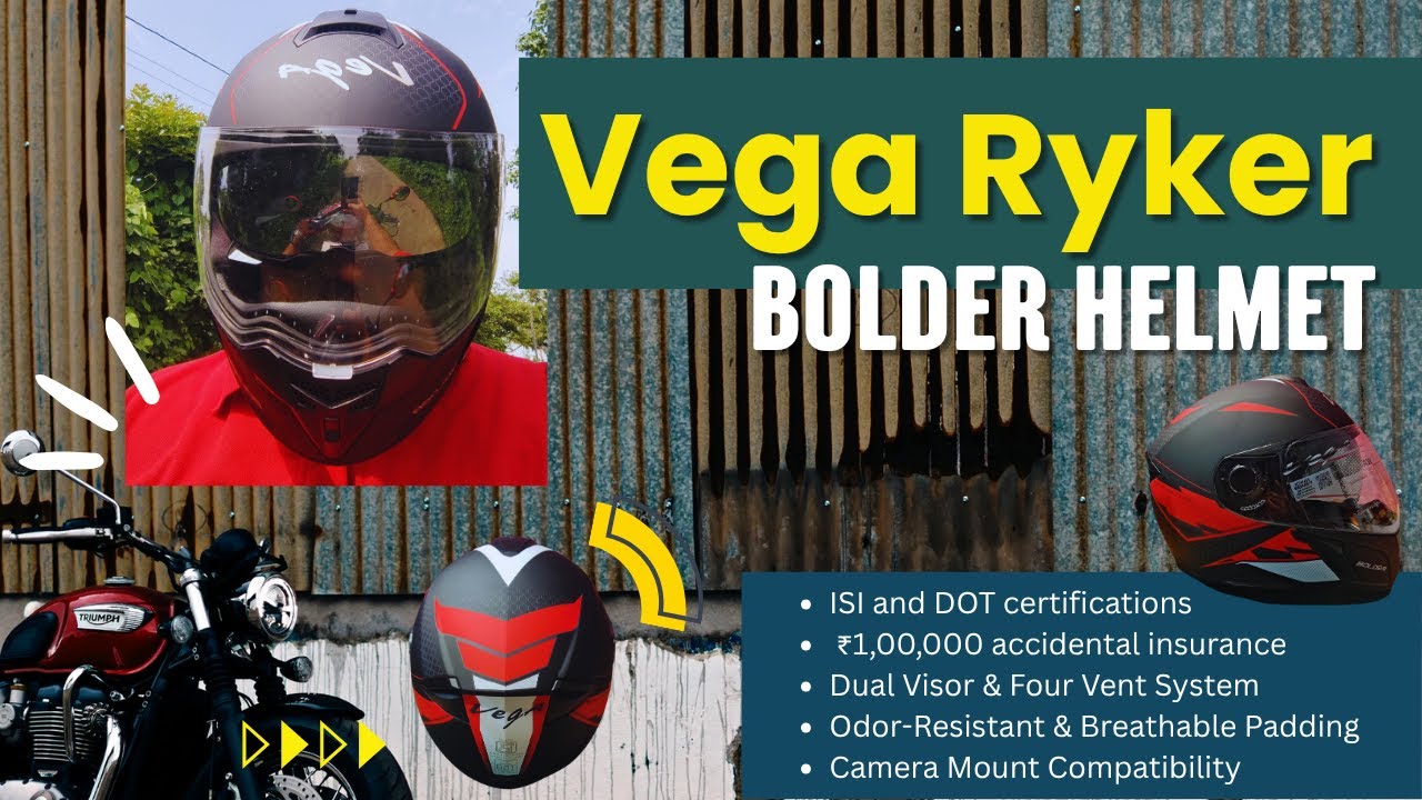Vega Ryker Bolder Helmet 🛡️ | ISI + DOT Certified, Dual Visor, Best in Budget| Best Helmet Under ₹2K