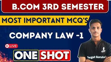 Most Expected Questions Of Company Law | B.Com 3st Semester Exam |MCQ