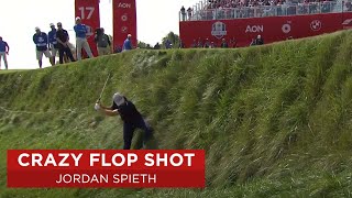 Famous Jordan Spieth Almost Falls in Lake After Incredible Flop Shot | 2020 Ryder Cup Wealth
