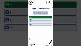 English Grammar Quiz | The cat is ___ the table.