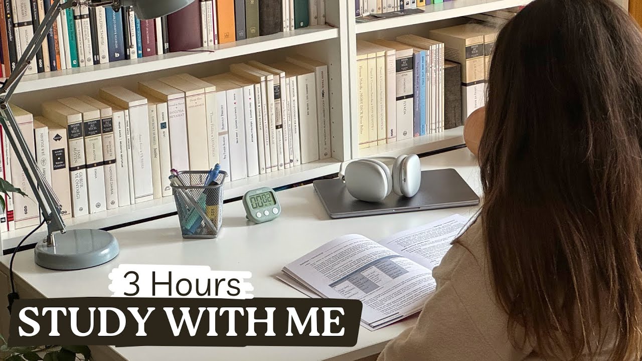 3 HOUR STUDY WITH ME | Background Noise, No Music, 50-10 Pomodoro - YouTube