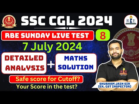 RBE SSC CGL Live test 8 detailed analysis| Safe score & Maths Solution? Free SSC CCL Live tests