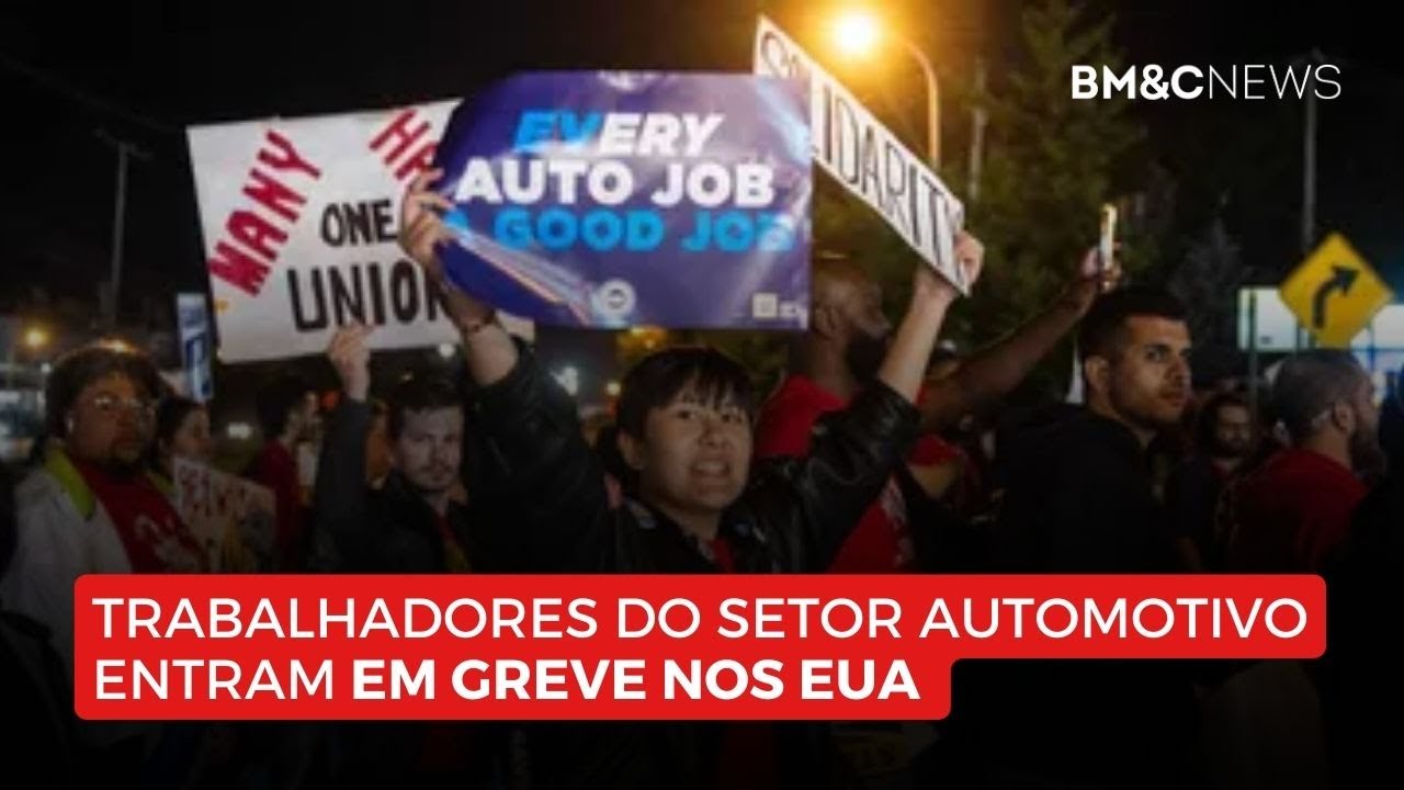 TRABALHADORES DO SETOR AUTOMOTIVO ENTRAM EM GREVE NOS EUA - YouTube