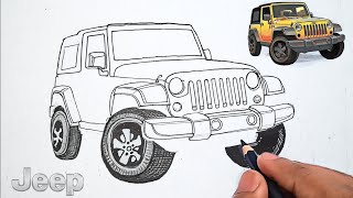 How to Draw a Jeep Wrangler || Jeep Car Drawing Easy ! How to Draw a Jeep Wrangler || Jeep Car Drawing Easy !