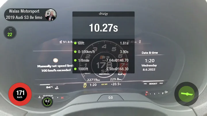 AUDI S3 8V LIMO STAGE 2 0-100 100-200 1/4 MILE TEST ACCELERATION