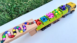 Marble Run ASMR Race #7 | HABA Slope with Dump Trucks, Garbage Truck & Toy Chest
