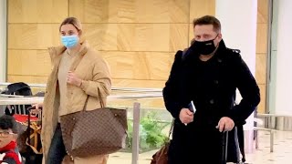KARL STEFANOVIC AND WIFE JASMINE ARRIVE IN SYDNEY AFTER FILMING THE TODAY SHOW IN QUEENSTOWN