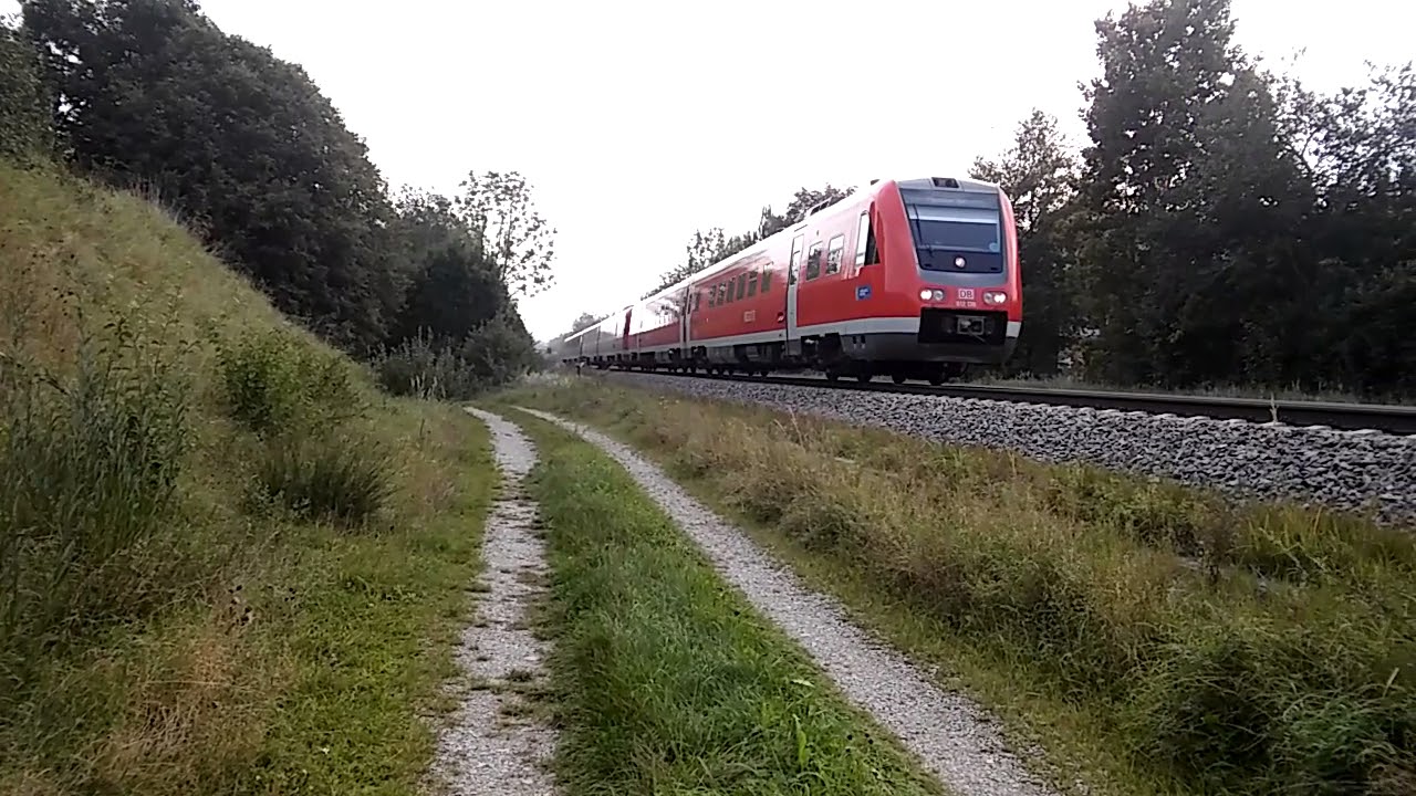 RE 3487 von Kempten HBF nach München HBF als BR 612 auf der Allgäubahn in Kaufbeuren