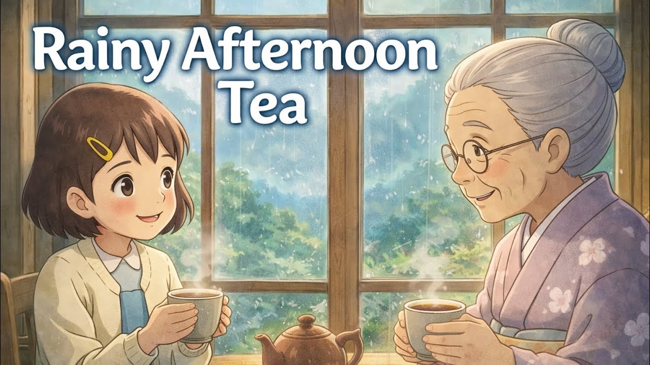 Cozy Rainy Tea Time 🌧️ Ghibli Style Relaxing Animation