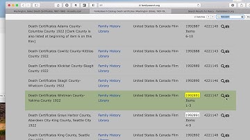 Finding document images on Family Search