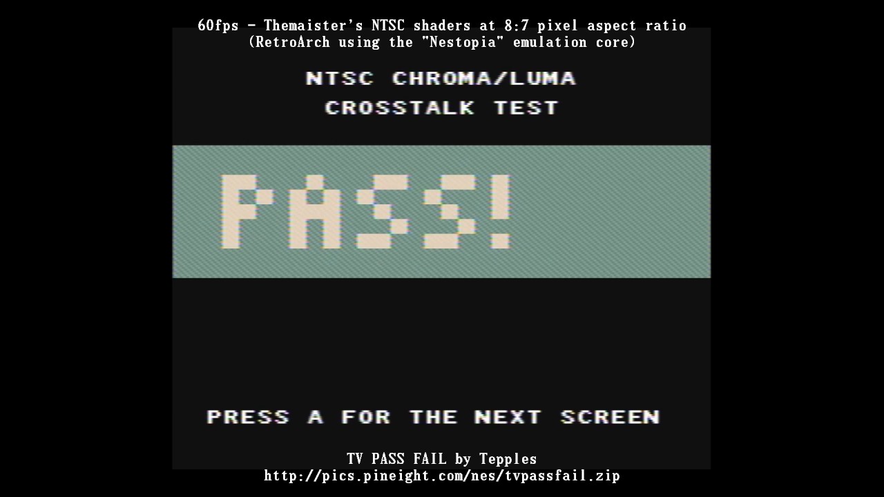 "TV Pass Fail" NTSC Crosstalk Test
