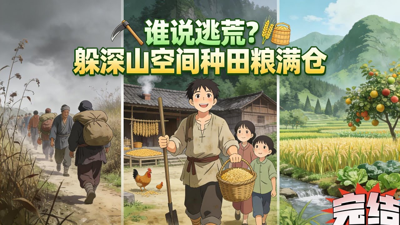 《谁说逃荒？躲深山空间种田粮满仓》穿书大旱灾年的逃荒队伍，而且还被爷奶一家嫌弃累赘给抛下了！ 却意外发现有空间，有神奇泉水，整个人瞬间满血复活。 谁说一定要逃荒的？