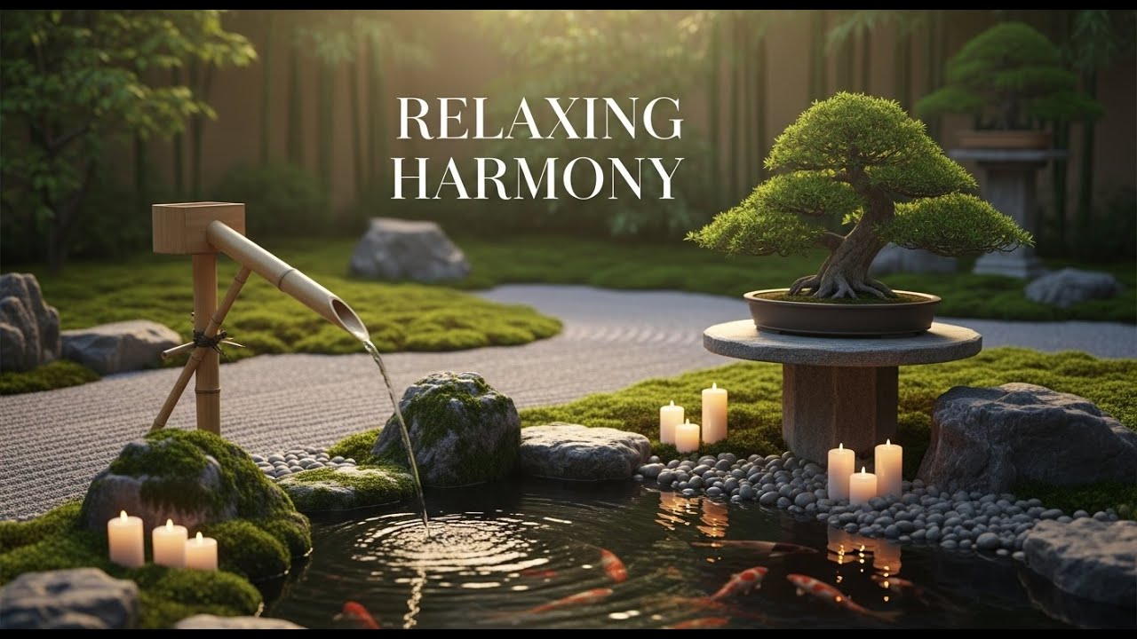 Nature Zen Drift Calm Bamboo Fountain and Candle Glow for Deep Sleep Meditation and Relaxation
