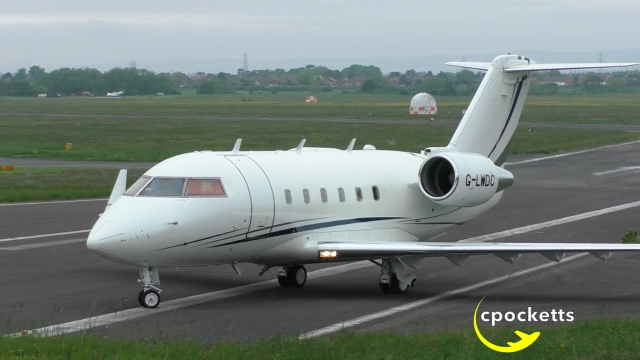 Bombardier Challenger 601 G-LWDC - Morning departure + Close ups/APU start - Gloucestershire Airport