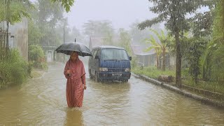 Relaxing Rainstorm Sounds | Thunder Echoes Through Silent Village Night for Sleep and Study Aid