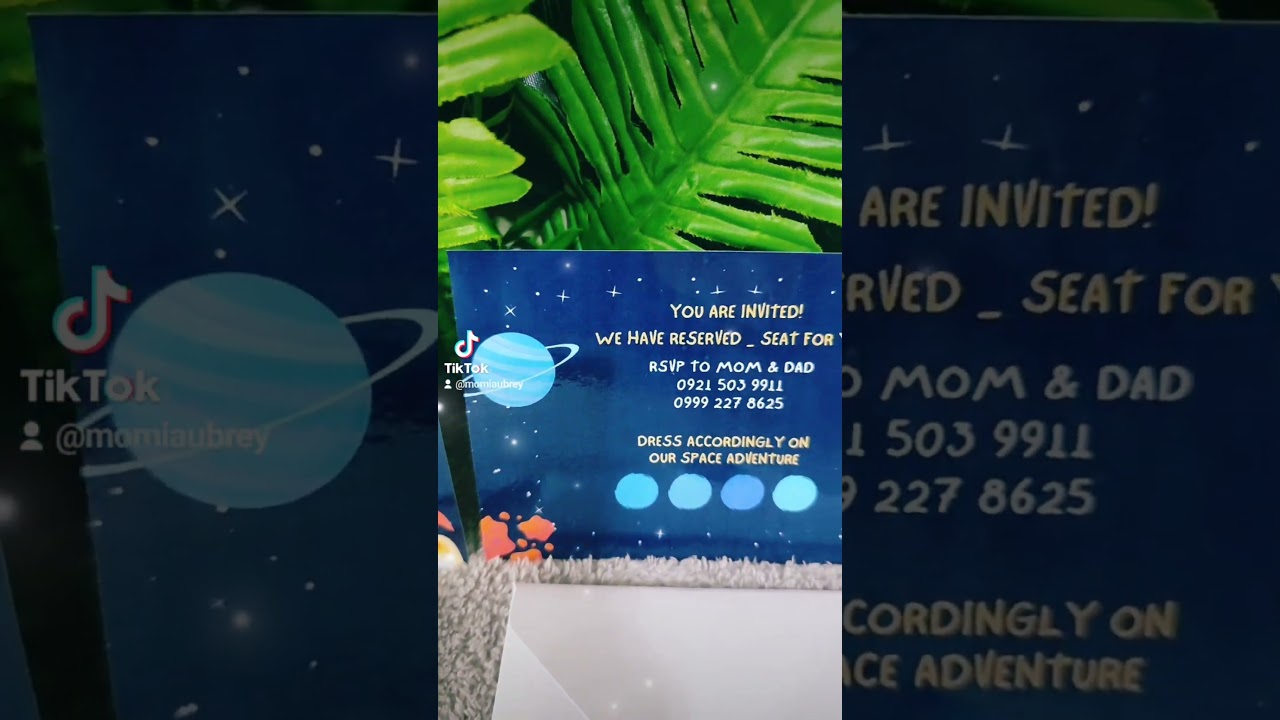 Outer Space / Astronaut Theme 3R Invitation Cards with Printed Thick White Envelopes