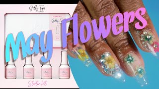 Encapsulated Flowers and Glitter | Kiara Sky Gelly Tips | The Nail Candy Shoppe