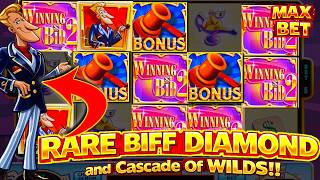 RARE BIFF DIAMOND &amp; WILDS EVERYWHERE MASSIVE WIN on Winning Bid 2 Slot! WMS Classic MAX BET Live