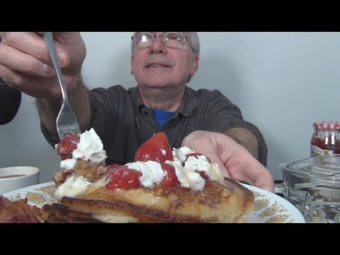 ASMR Eating Strawberry Pancakes