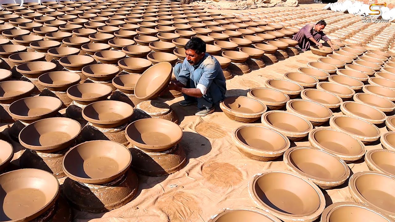 Glaze Pottery Art, Making Traditional Clay Plates, Glazed in Old Style Pottery Kiln