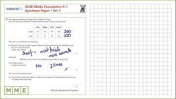 GCSE Maths EDEXCEL Specimen Set 1 Foundation     Paper 1   Q25 Probability