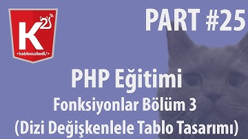 PHP Eğitim Part 25 Fonksiyonlar Bölüm 3 Dizi Değişkenler ile Tablo Tasarımı