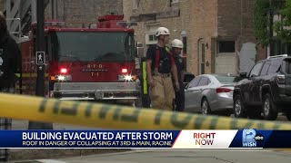 Racine apartment building evacuated with heavy rains causing threat for partial roof collapse