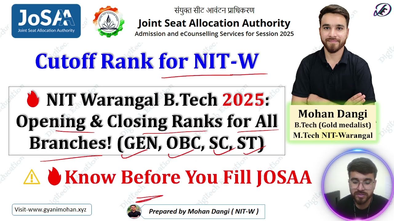 NIT Warangal B.Tech 2025: Opening & Closing Ranks for All Branches (GEN, OBC, SC, ST) 
