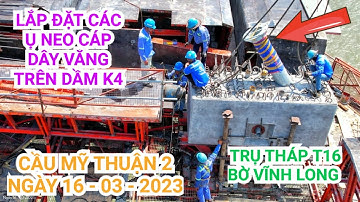Cầu Mỹ Thuận 2: Các ụ neo cáp dây văng số 04 trên trụ tháp T16 đã được lắp đặt đúng vị trí @kudattv