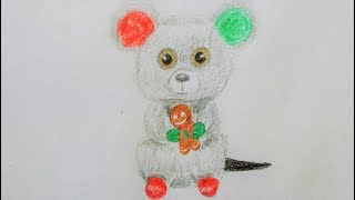 WeihnachtsMaus malen  - how to draw Christmas Mouse - как нарисовать рождественскую мышку screenshot 3