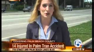 Palm Tran bus, pickup collide