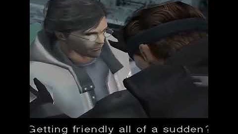 You’re not hurt are you? Huh? You feel okay? Solid Snake and Otacon scene
