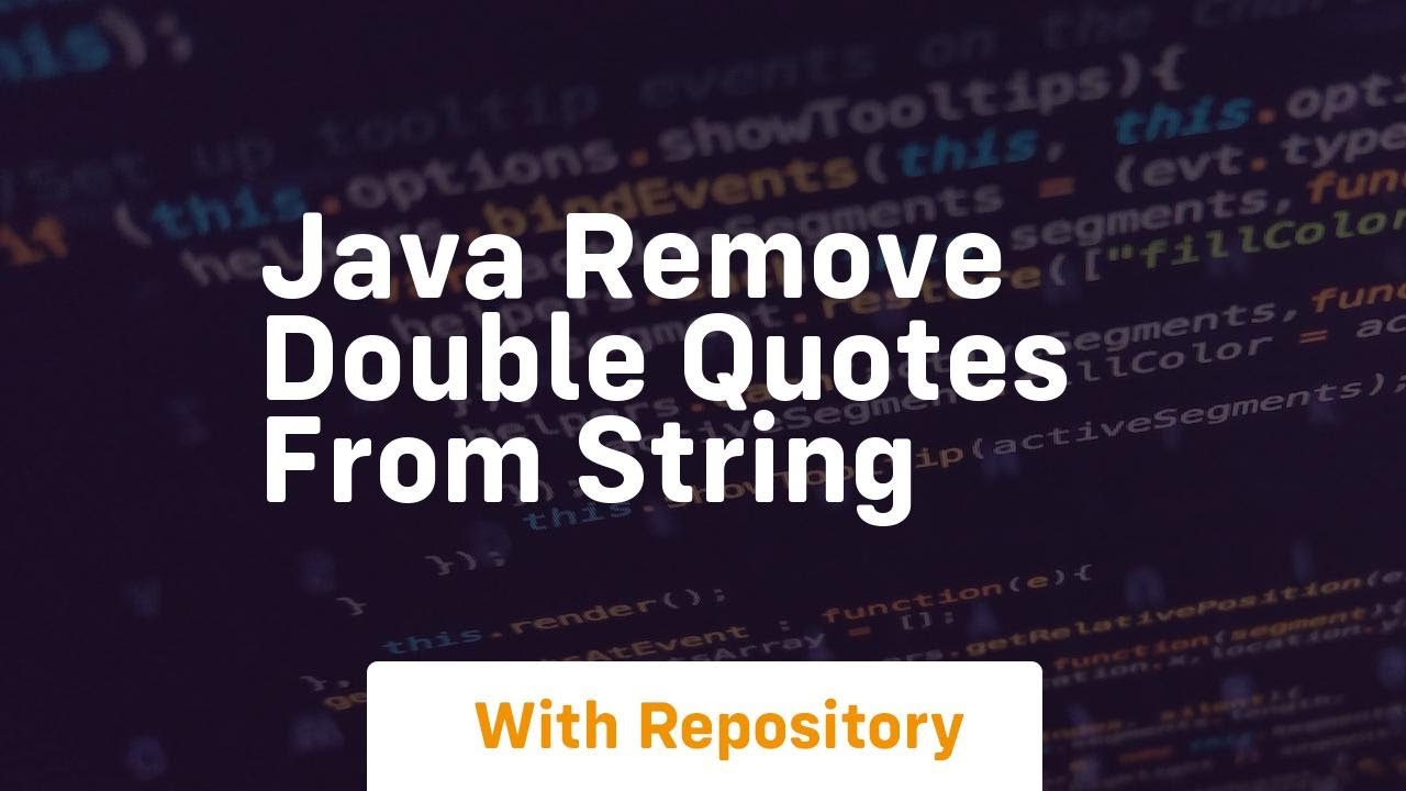 java remove double quotes from string - YouTube
