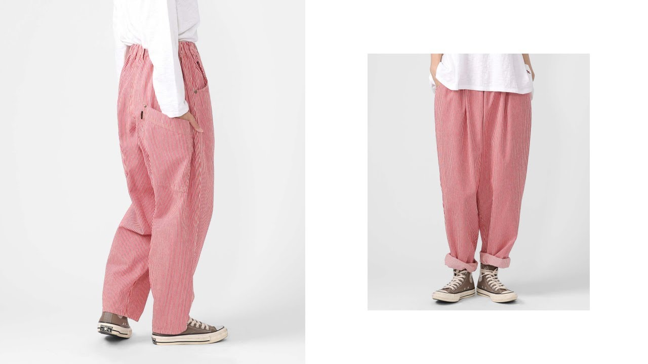 マオパンツロング 赤ヒッコリー 後ろビッグポケットパンツ/ITEM,PANTS