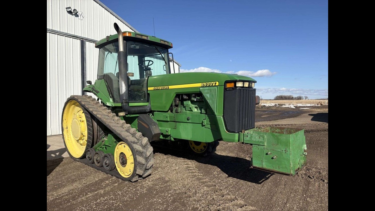 1997 John Deere 8400T Track Tractor, Recent New 16” Tracks, Front Cast Idler Weights, Rock Box