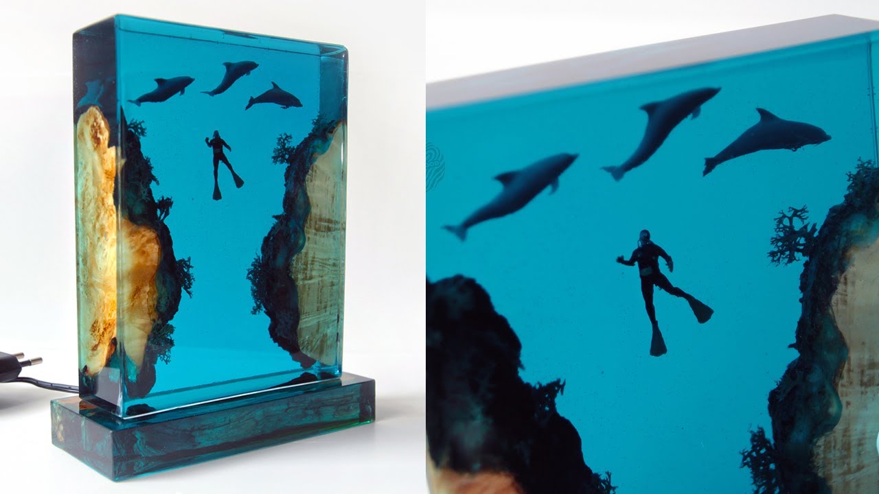 Ocean Night lamp made of Epoxy Resin and Wood.DIY! Resin Art! 🌊🌿