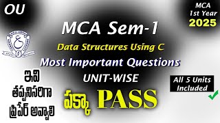 Celebrity OU MCA Semester 1 - Data Structures Using C Most Important Questions UNIT-WISE OsmaniaUniversity MCA Net Worth