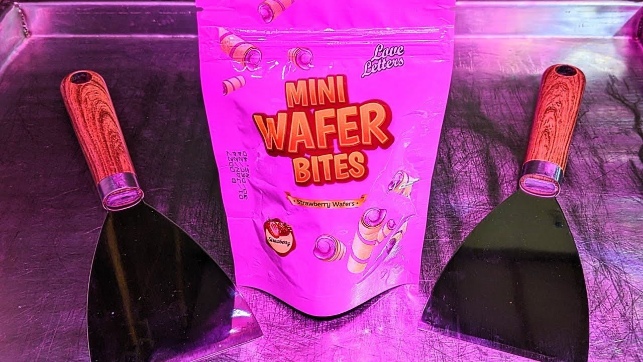 -30⁰ Mini Wafer Bites Ice Cream Rolls | ASMR Ice Cream Rolls - Strawberry Flavor