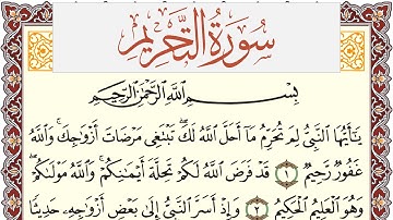 سورة التحريم مكتوبة القارئ ياسر القرشي Surah Al Tahreem  برواية شعبة عن عاصم