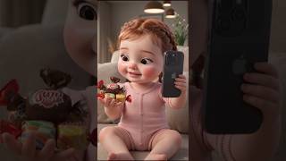 Cute Baby Talking on iPhone & Showing Candies 🍬😍 | Most Adorable AI Baby Ever #Shorts