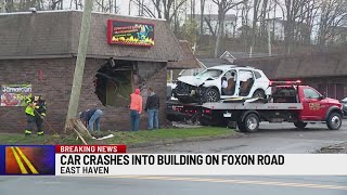 Car crashes into building on Foxon Road in East Haven