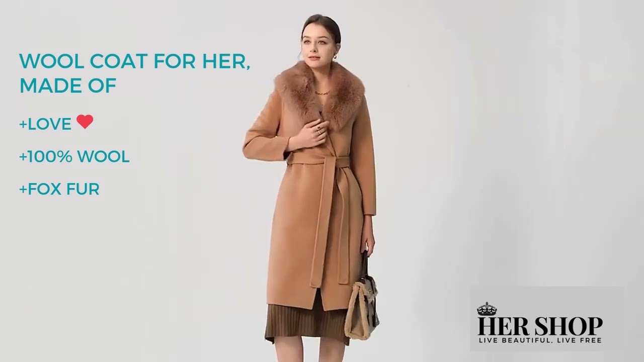 Wool Coats with Fox Fur Collar for Her