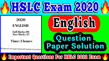 HSLC Exam 2020 English Question Paper Solution | HSLC 2022 English Important Questions | SEBA