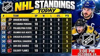 NHL Standings Today UPDATES As Of Oct 24, 2026 | NHL Standings Updates, Points Results 