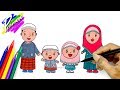 Keluarga Muslim | Cara Menggambar dan Mewarnai Kartun