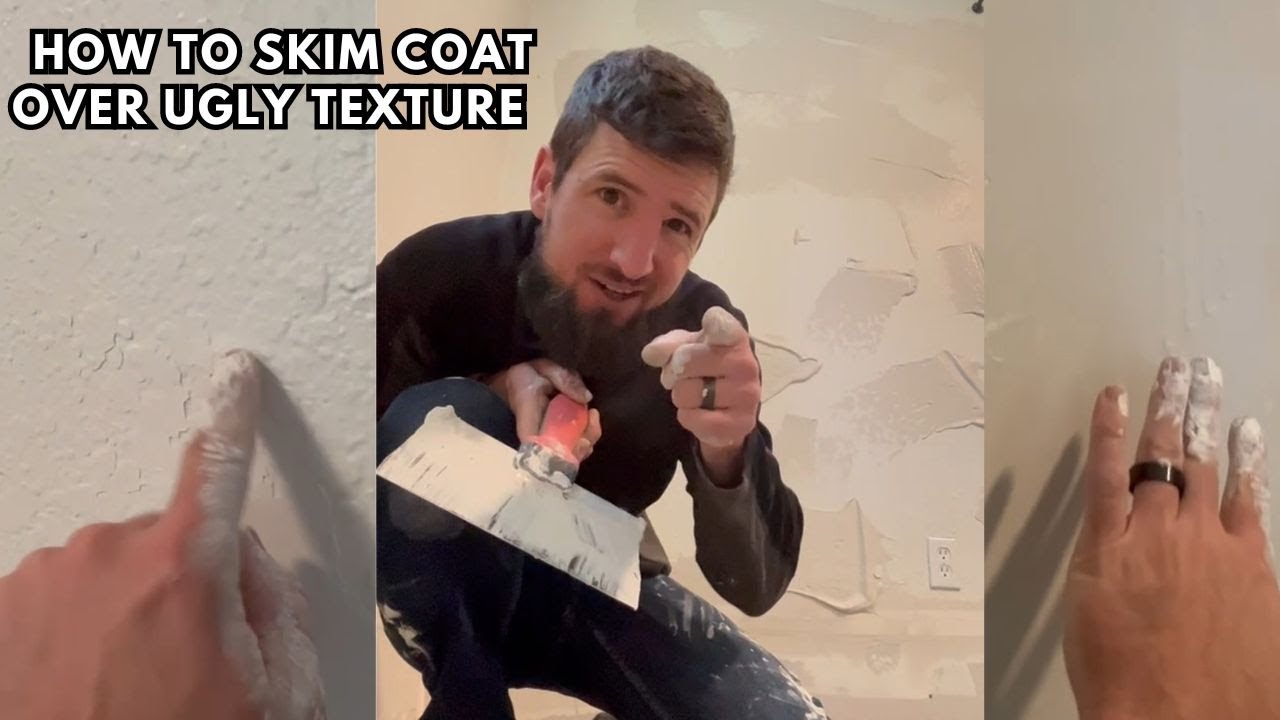 DIY Drywall Mud How to Skim Coat Over Ugly Wall Texture YouTube