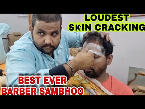 Indian Barber,Barber Sambhoo Best Head Massage ! Skin Cracking, Body Massage And Neck Cracking