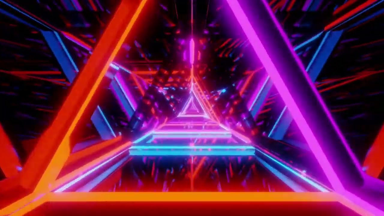 Neon Triangle Hallway - 1 Hour Cyberpunk Visuals for Electro Parties & Futuristic Vibes
